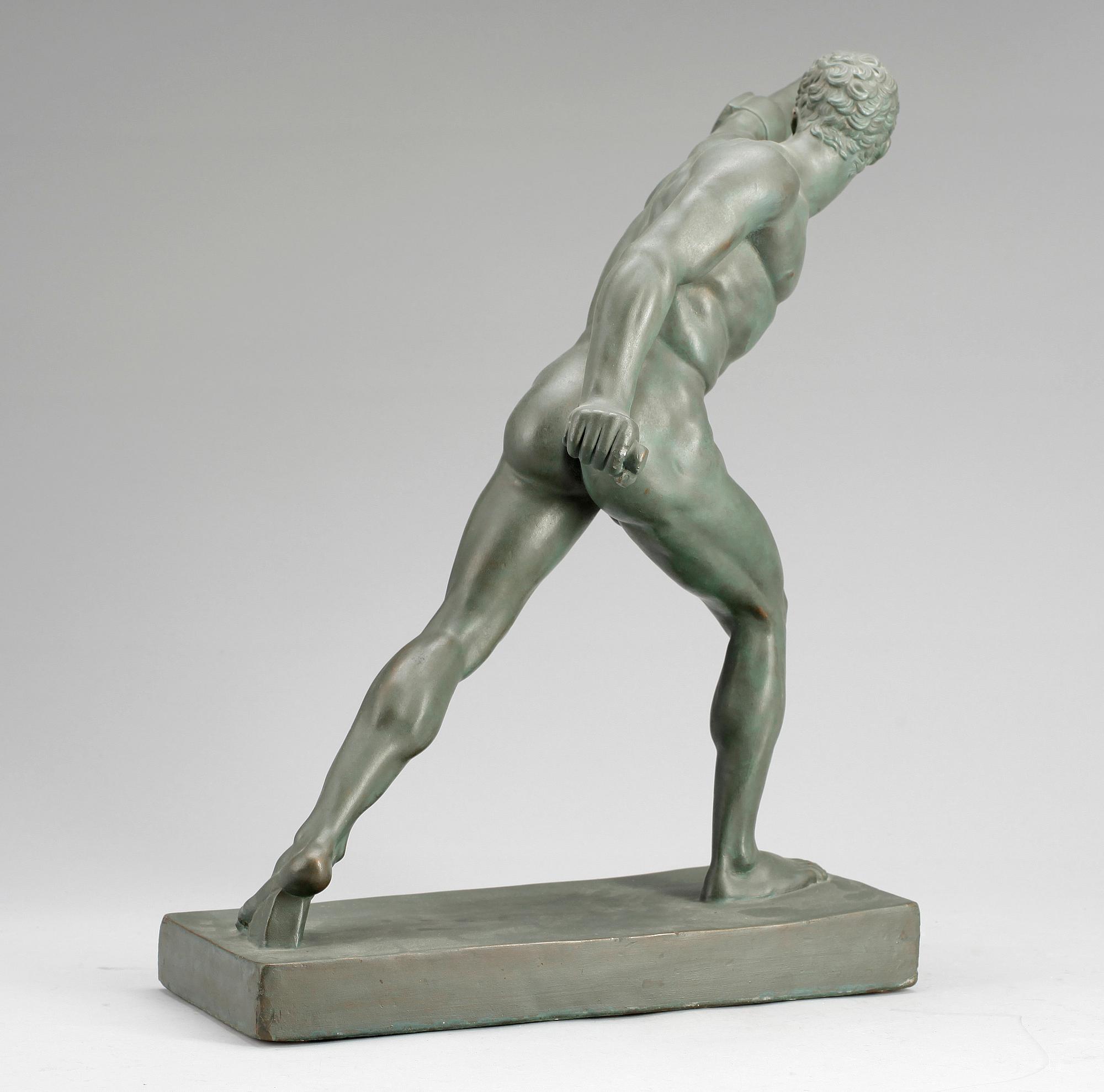 SKULPTUR, bronserad gips, "Den Borghesiske kämpen", 1900-tal.