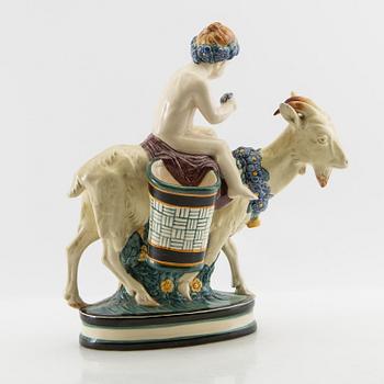 Wilhelm Süs figurine "Ziegenreiter" Karlsruhe State Majolica Manufactory AG first half of the 20th century.