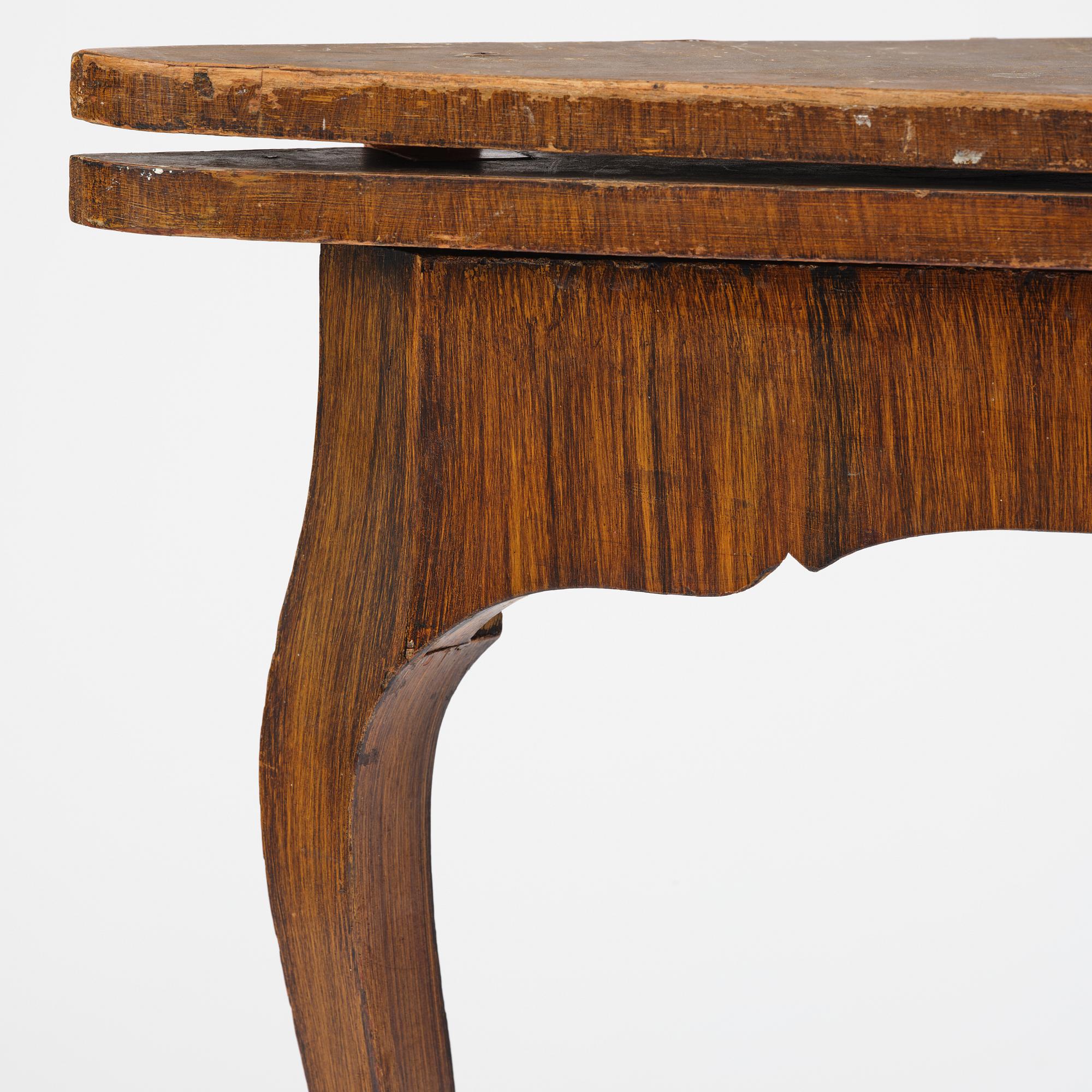 A faux-bois rococo cards table 'à l´hombre', Sweden, later part 18th century.