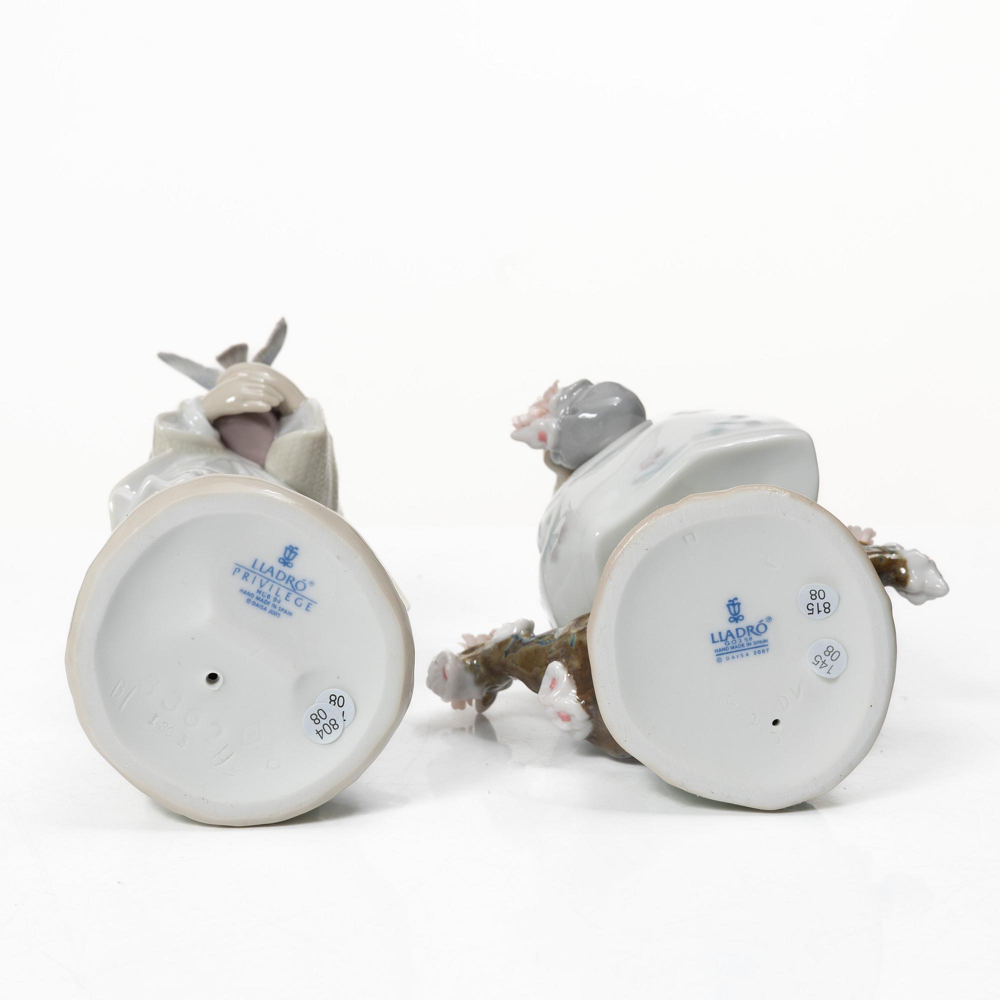 Lladró, 6 figurines, including "Wheelbarrow with flowers", "A barrow of fun", "A walk through blossoms", "Morning melodies".
