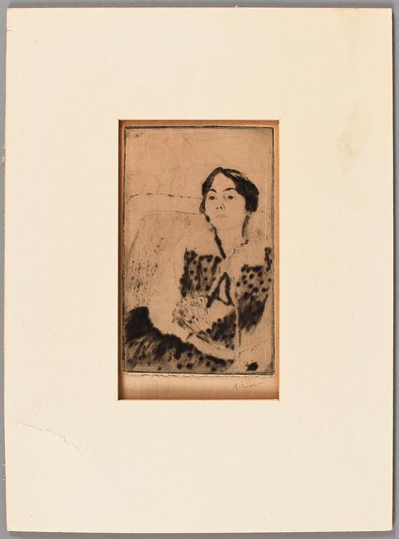 AXEL FRIDELL, torrnålsgravyrer, 2 st, sign.