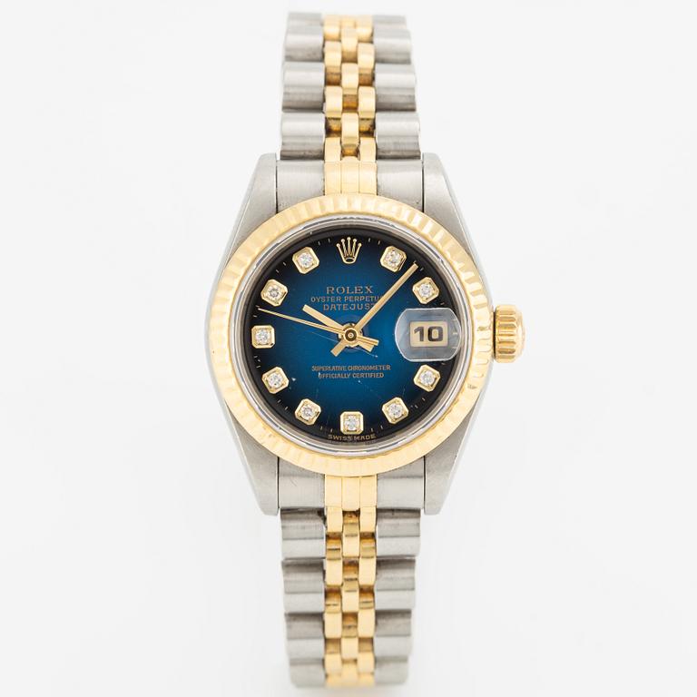 Rolex, Oyster Perpetual, Datejust, "Blue Diamond Vignette Dial", wristwatch, 26 mm.