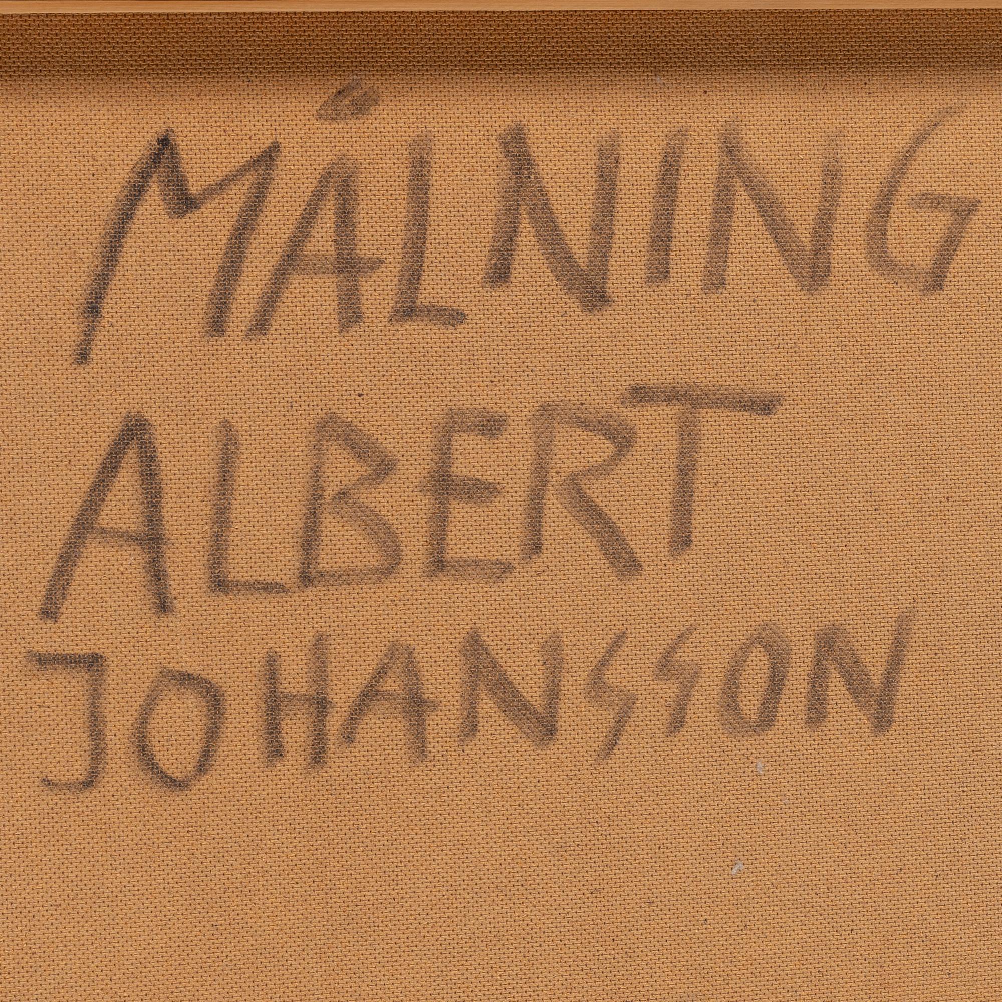 Albert Johansson, olja på pannå, signerad.