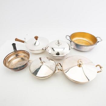 Serveringskarotter 6 st nysilver 1900-talets första hälft/mitt.