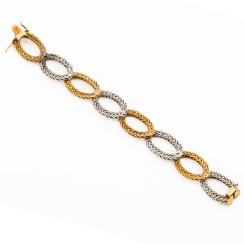 Armband 14K tvåfärgat guld i form av flätade ovala länkar, omkring ca 1950-70-tal.