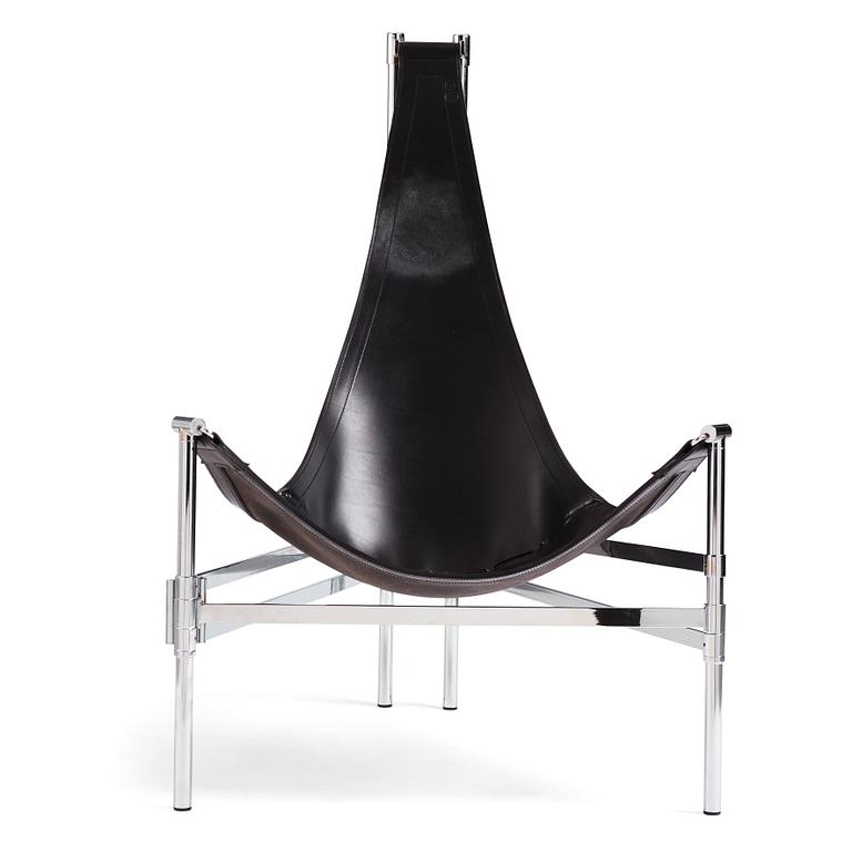 Lars and Christina Andersson, a black leather 'Inka' chair, Sweden 1980s.