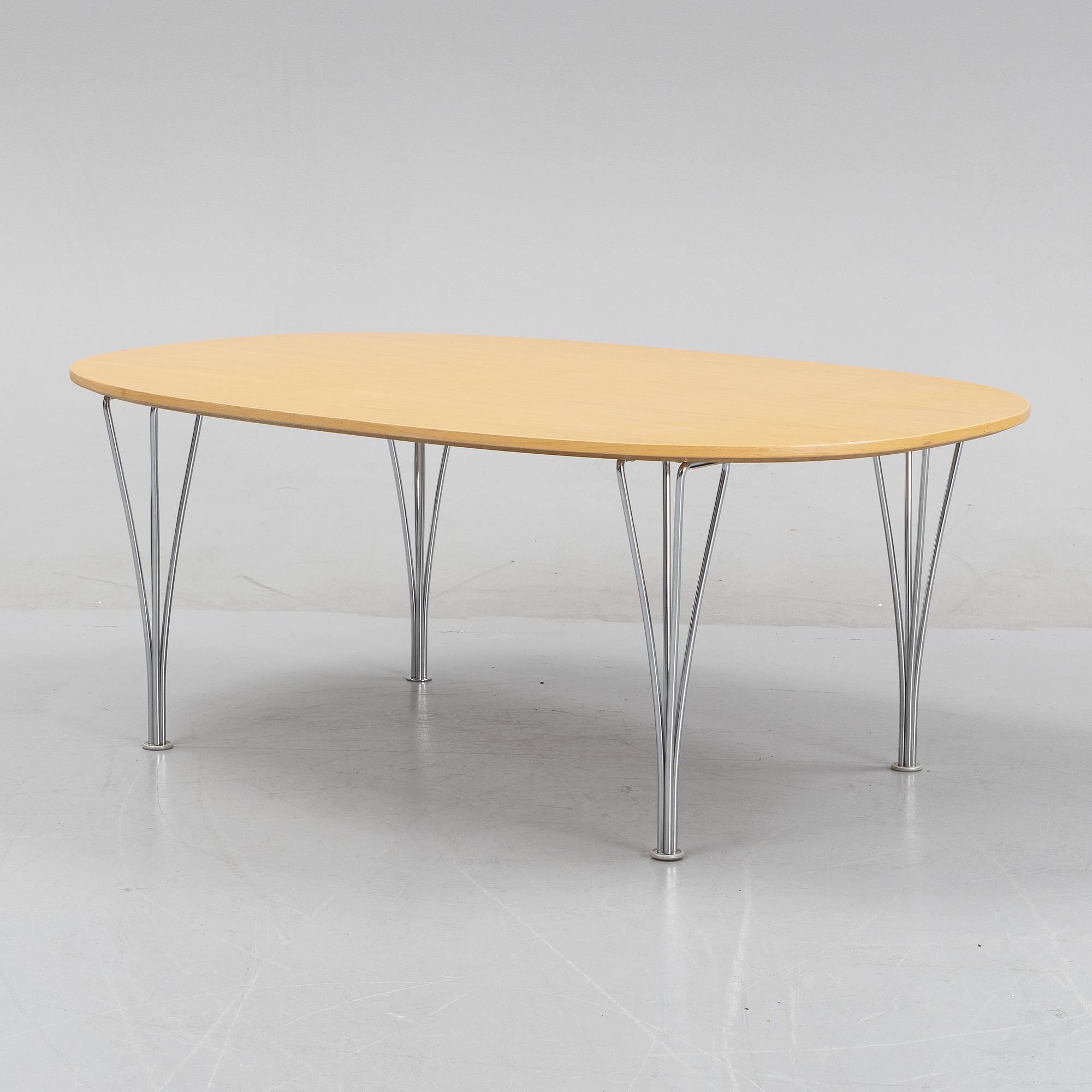Bruno Mathsson & Piet Hein, a beech 'Superellips' coffee table, Fritz Hansen, Denmark, 1989.