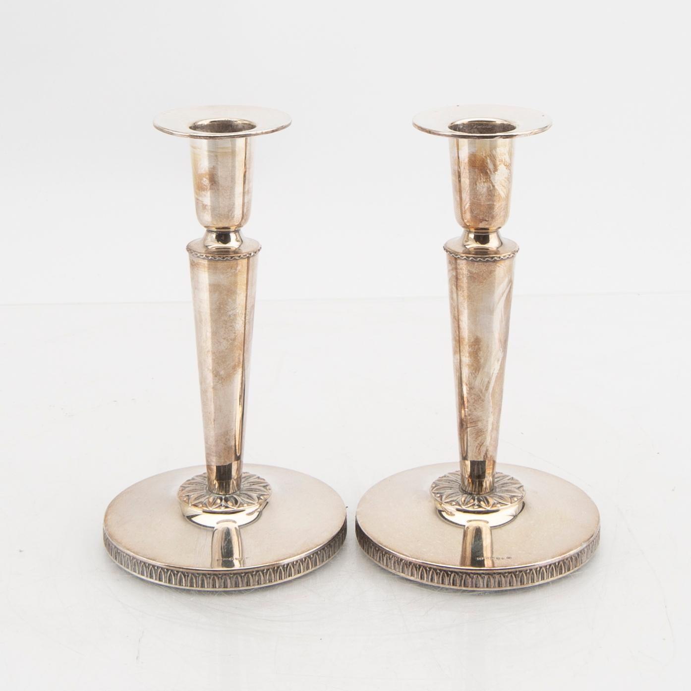 K&E Carlson ljusstakar ett par silver Göteborg 1965.