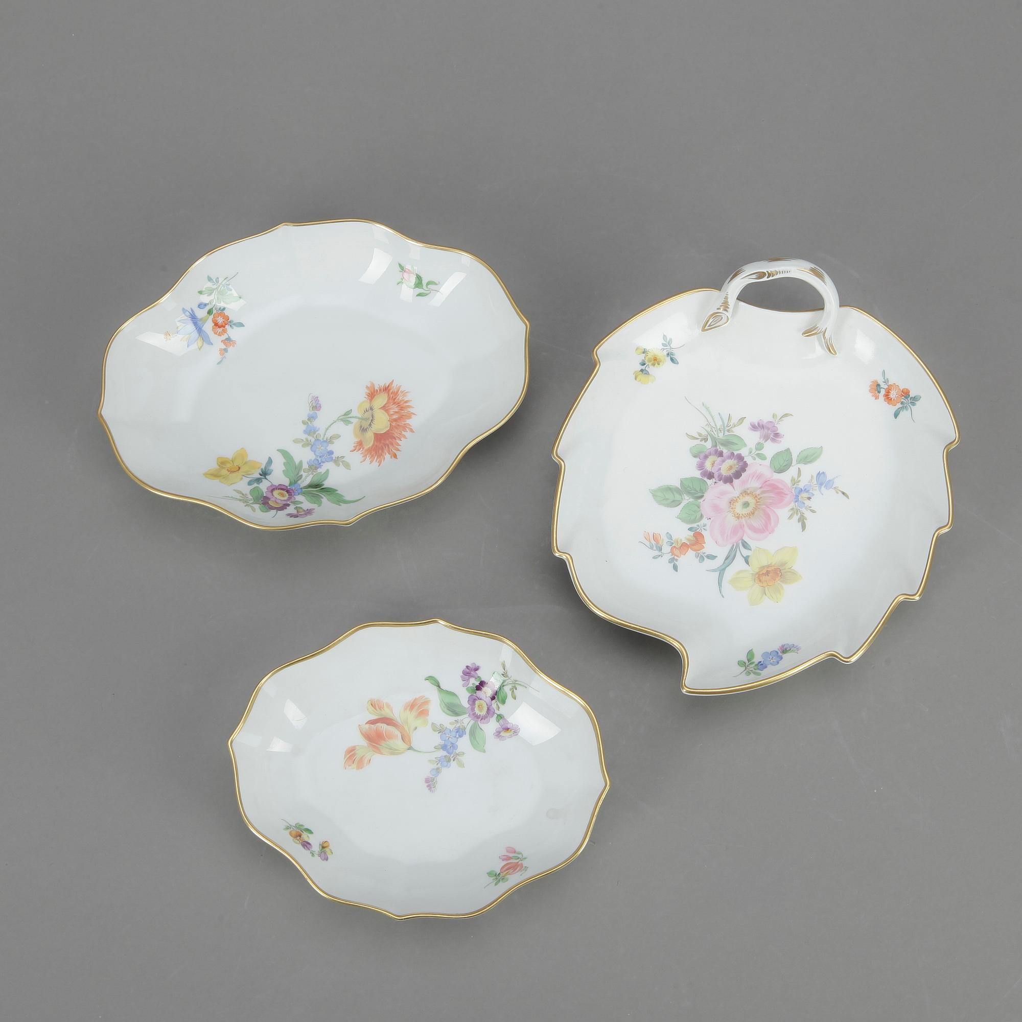 SKÅLFAT, porslin, 3 st, Meissen, 1800/1900-tal.
