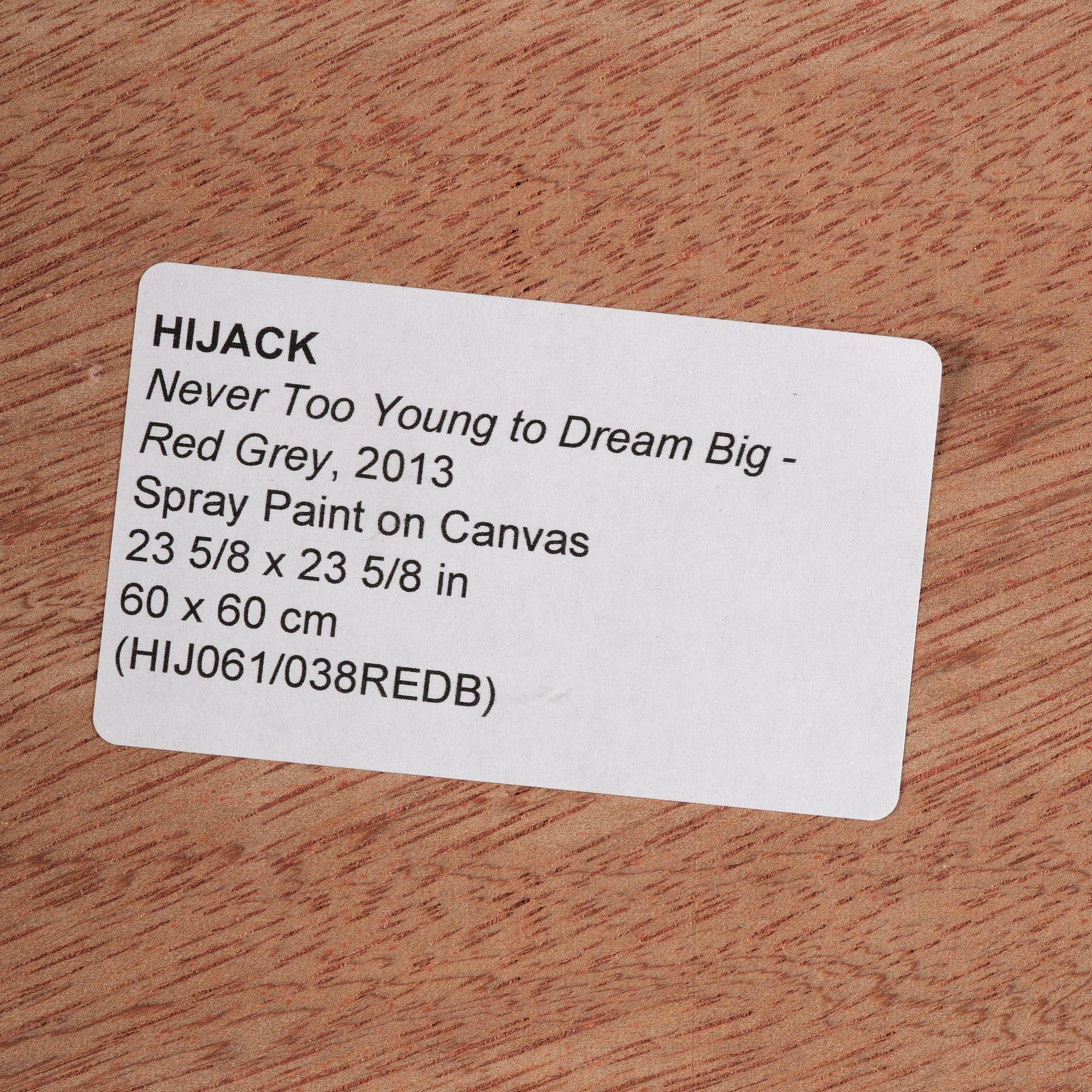 Hijack, "Never Too Young to Dream Big - Red Grey".
