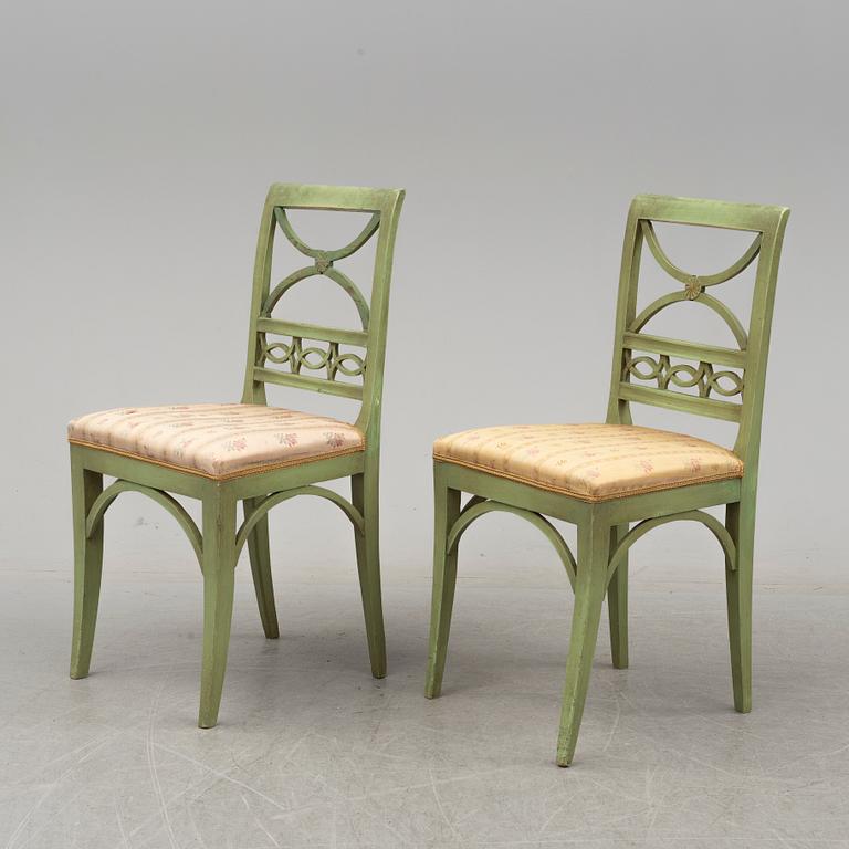 A set of six 19th century painted chairs.