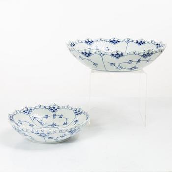 Royal Copenhagen, Two 'Musselmalet Full Lace' bowls, Denmark, second half of the 20th century.