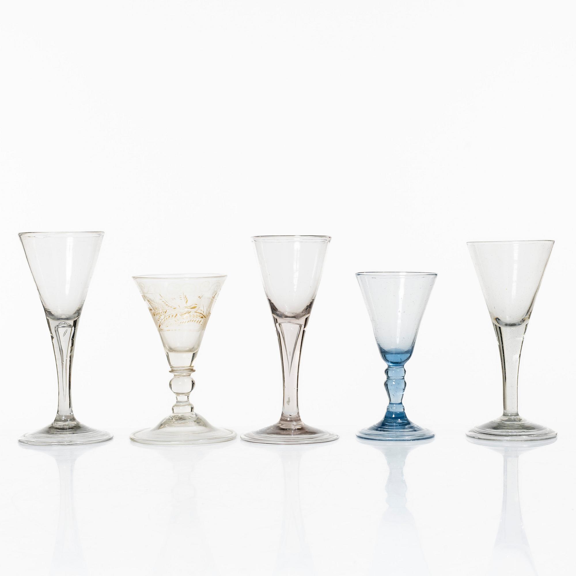 Glass, 5 pcs, 17th-18th century.