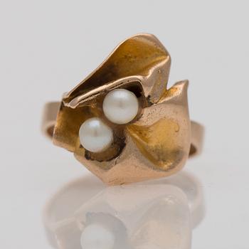 RING, 14K guld, pärlor. Björn Weckström, Lapponia. Vikt 7,1 g.