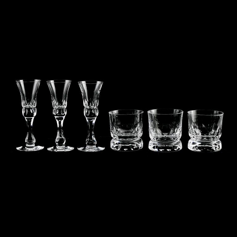 WHISKYGLAS 6 st och SNAPSGLAS 4 st, "Prince", Göran Wärff, Kosta.