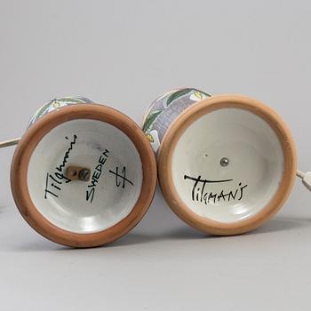 Two similar 20th century ceramic table lamps, Tilgmans Keramik, Sweden.