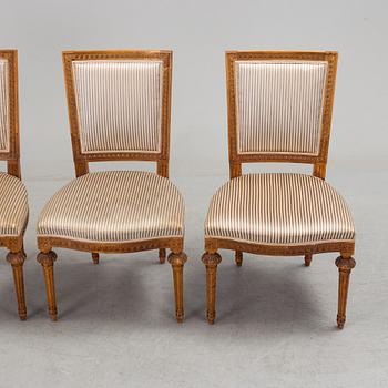 A set of four Gustavian style chairs, second half of the 20th century.