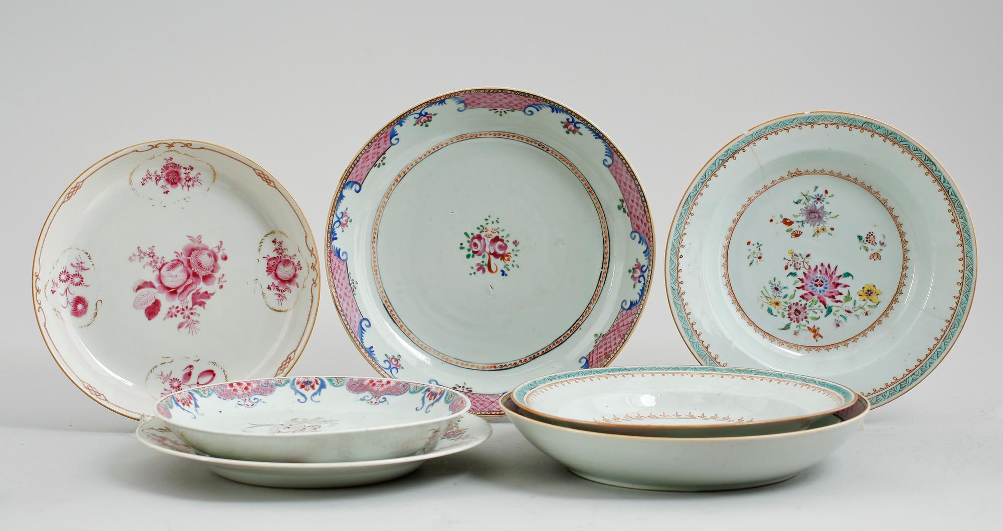 FAT, 7 st, porslin, Kina, Qianlong 1736-1795.