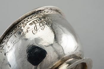 VODKA CUPS, 2 pcs, silver, Sweden 1700 s. Weight 77 g.