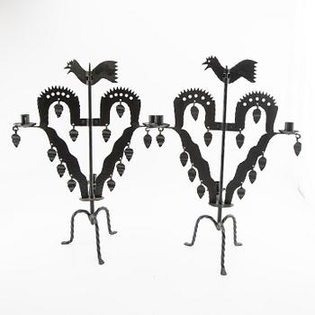 Gustaf Ankarcrona candelabrum, a pair of candlesticks by Käck & Hedby, Leksand, 20th century.