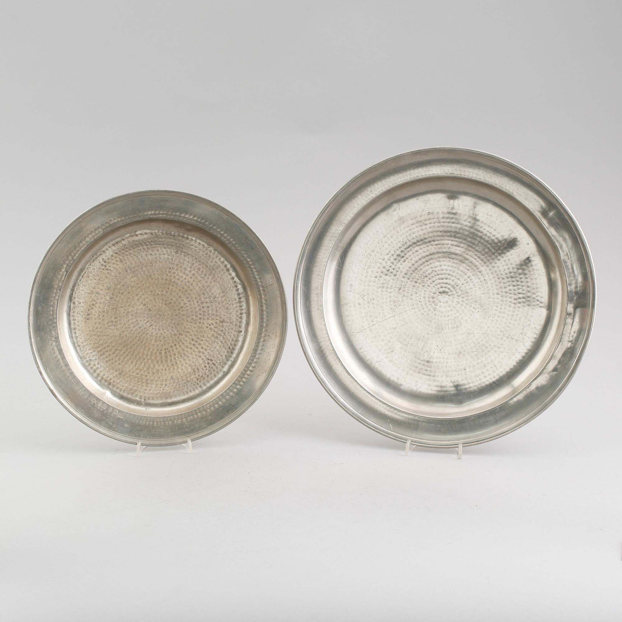 FAT, 2 st, tenn, svenska stämplar, 1700-tal.