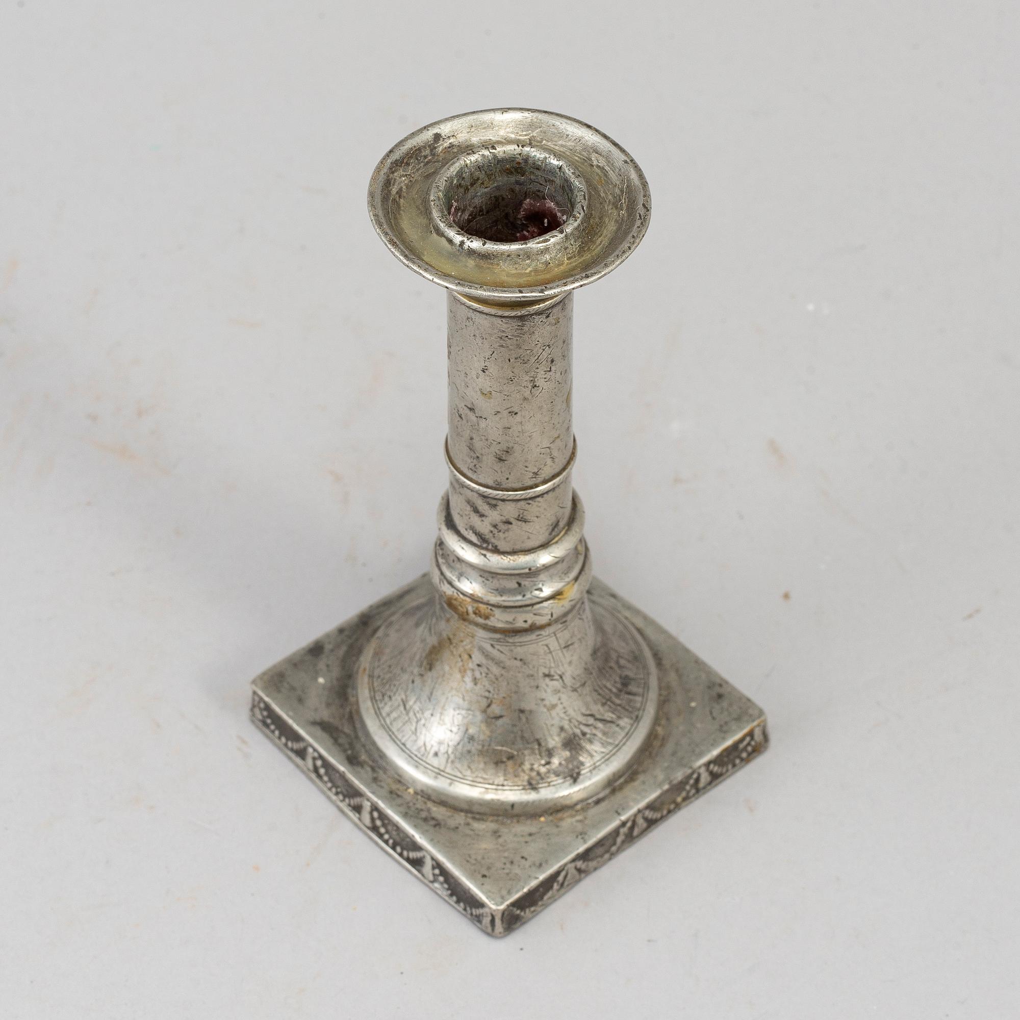 A pewter candlestick by Johan Fredrik Werrenrath, Lund 1852.