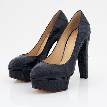 Charlotte Olympia, a pair of reptile leather pumps, size 37.