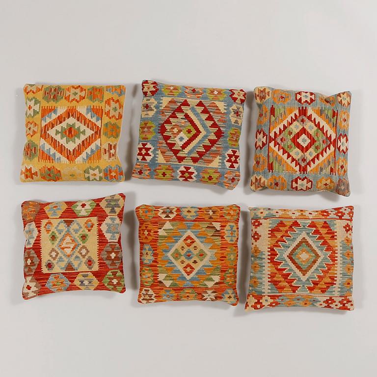 Six kelim pillows.