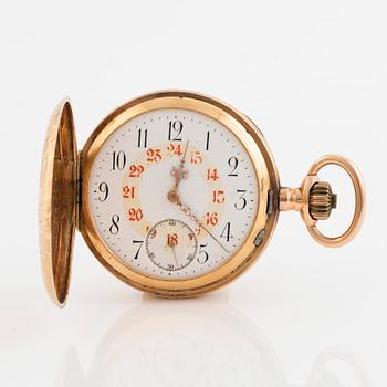 Pocket watch, 14K gold, hunter, 55 mm.