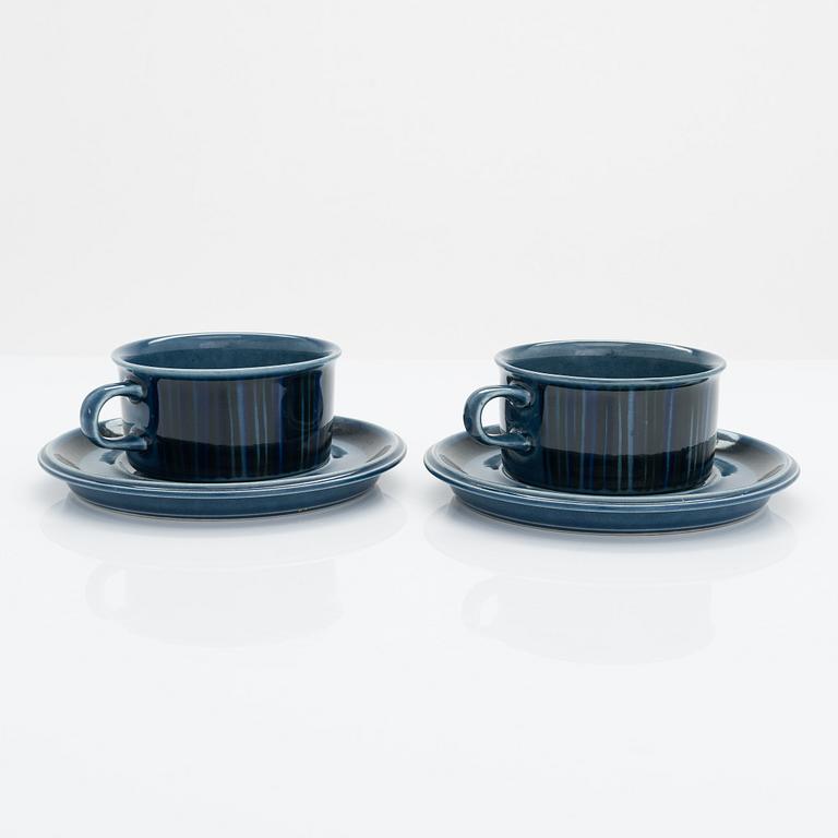 Gunvor Olin-Grönqvist, four 'kosmos' teacups with saucers, Arabia 1966.