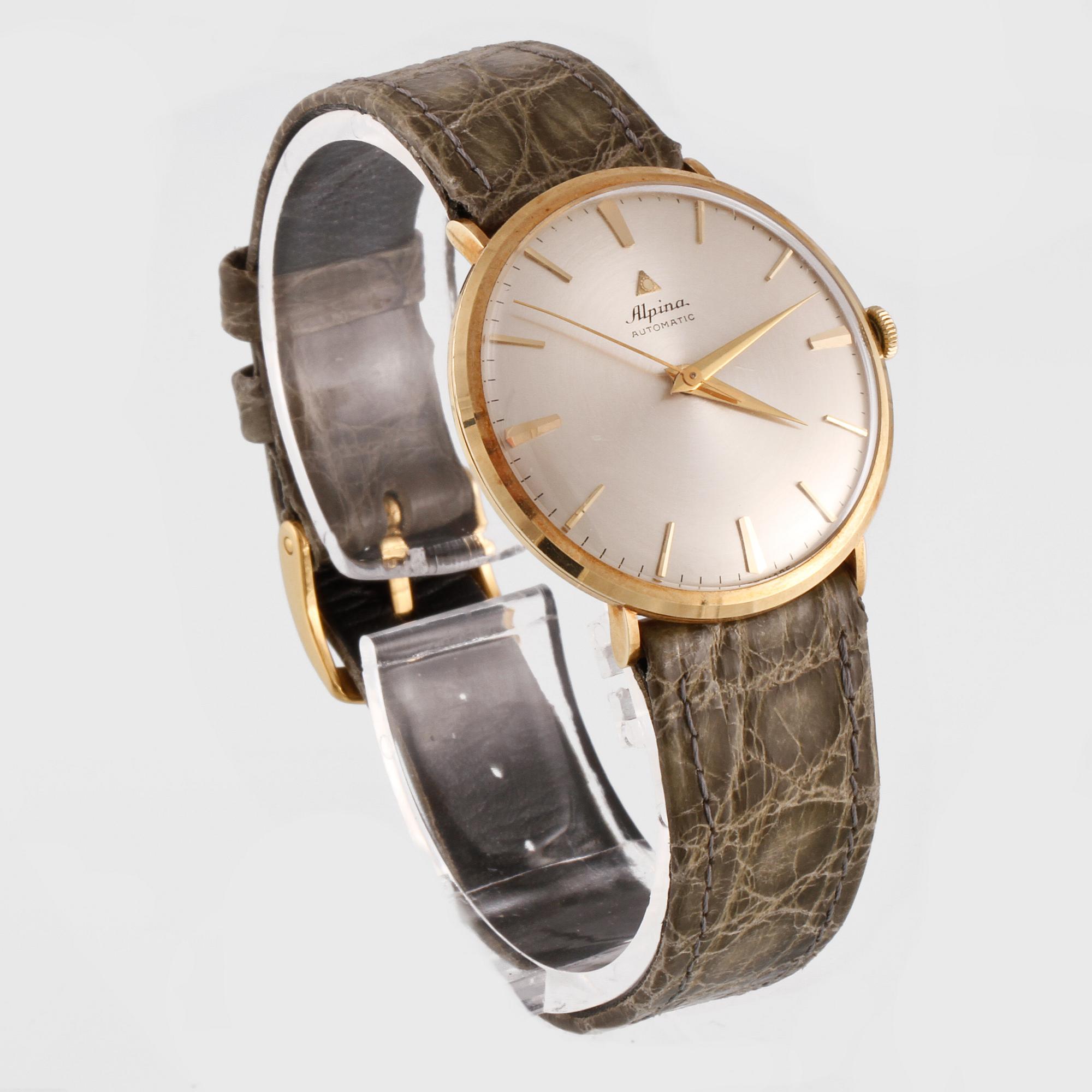 ARMBANDSUR, Alpina, guld på stål, ca 1960-tal.
