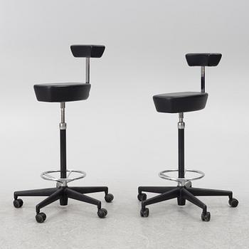George Nelson, a pair of 'Perch Stool' swivel chairs, Vitra, 2002.