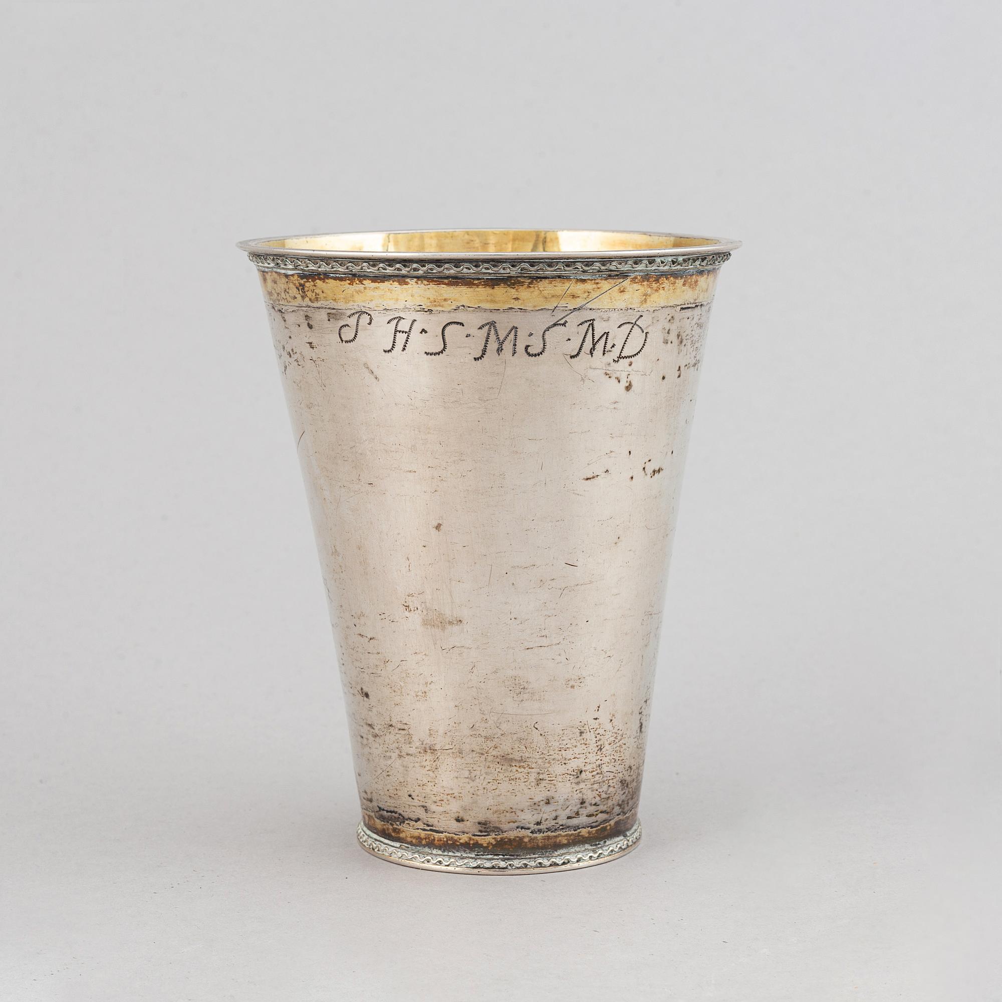 A parcel-gilt silver beaker, probably mark of Hans Wiggman, Kalmar 1753.