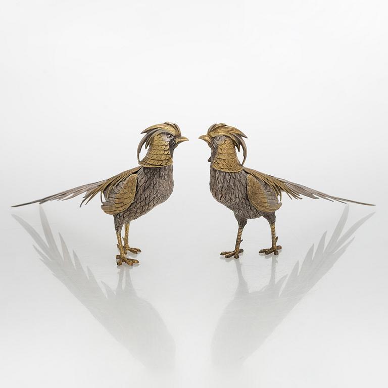 Bordsdekorationer, ett par, silver, Spanien kring 1900-talets mitt.