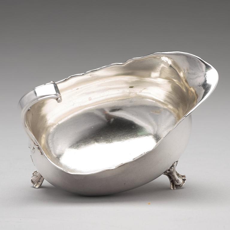 A Swedish 18th century parcel-gilt silver cream-/sauceboat, mark of Petter Åkerman, Stockholm 1769.