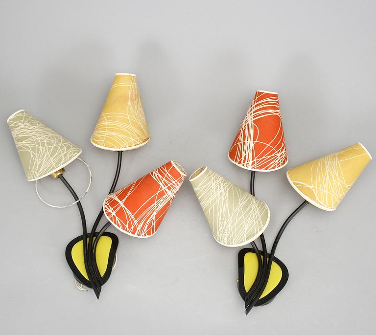 VÄGGLAMPOR, ett par, 1950-tal.