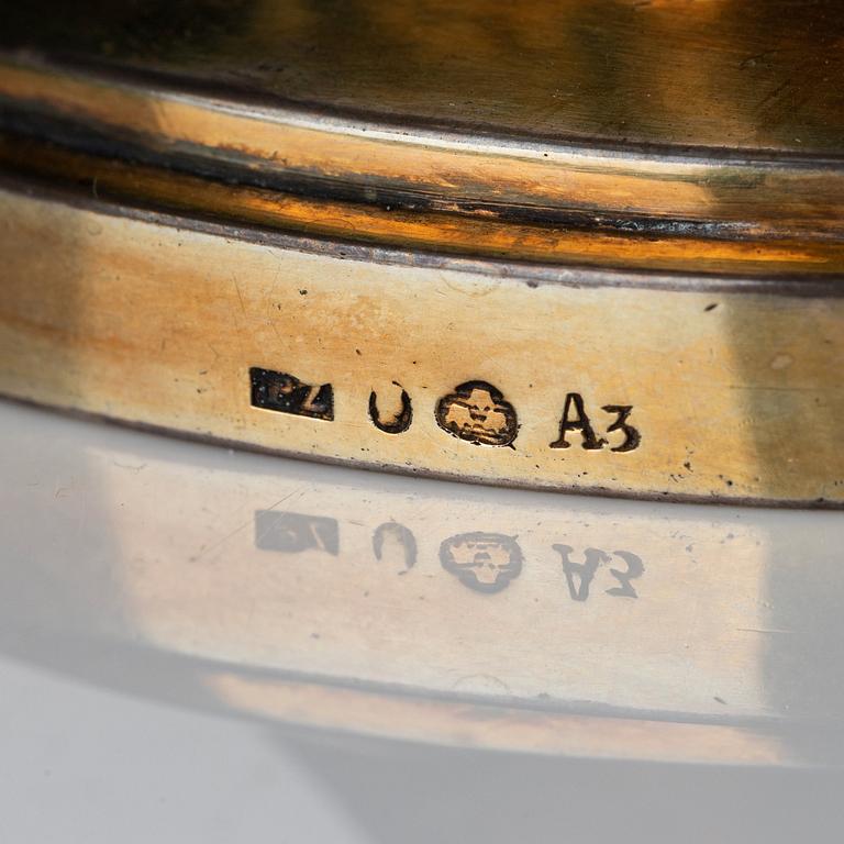 A Swedish early 19th century silver-gilt dubble salt-cellar, mark of Pehr Zethelius, Stockholm 1807.