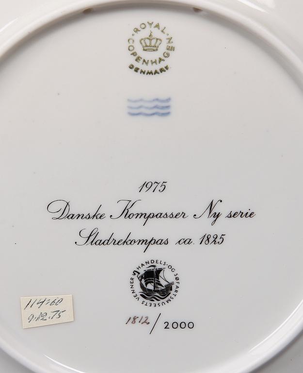 PARTI SAMLARTALLRIKAR, 5 st, porslin, "Danske kompasser 1975-78" resp "Jultallrik 1976", Royal Copenhagen.