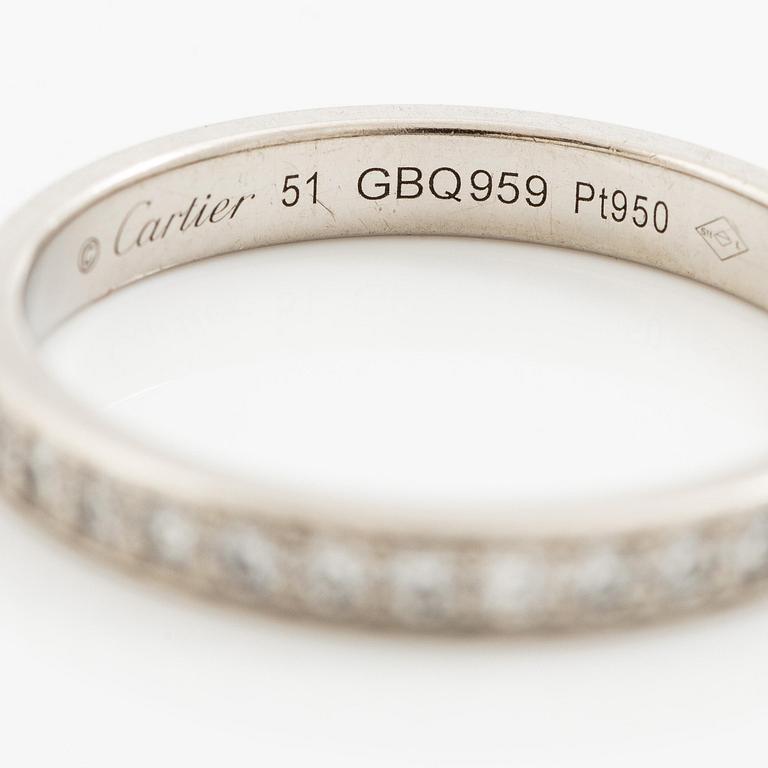 Cartier two rings platinum with round brilliant-cut diamonds.