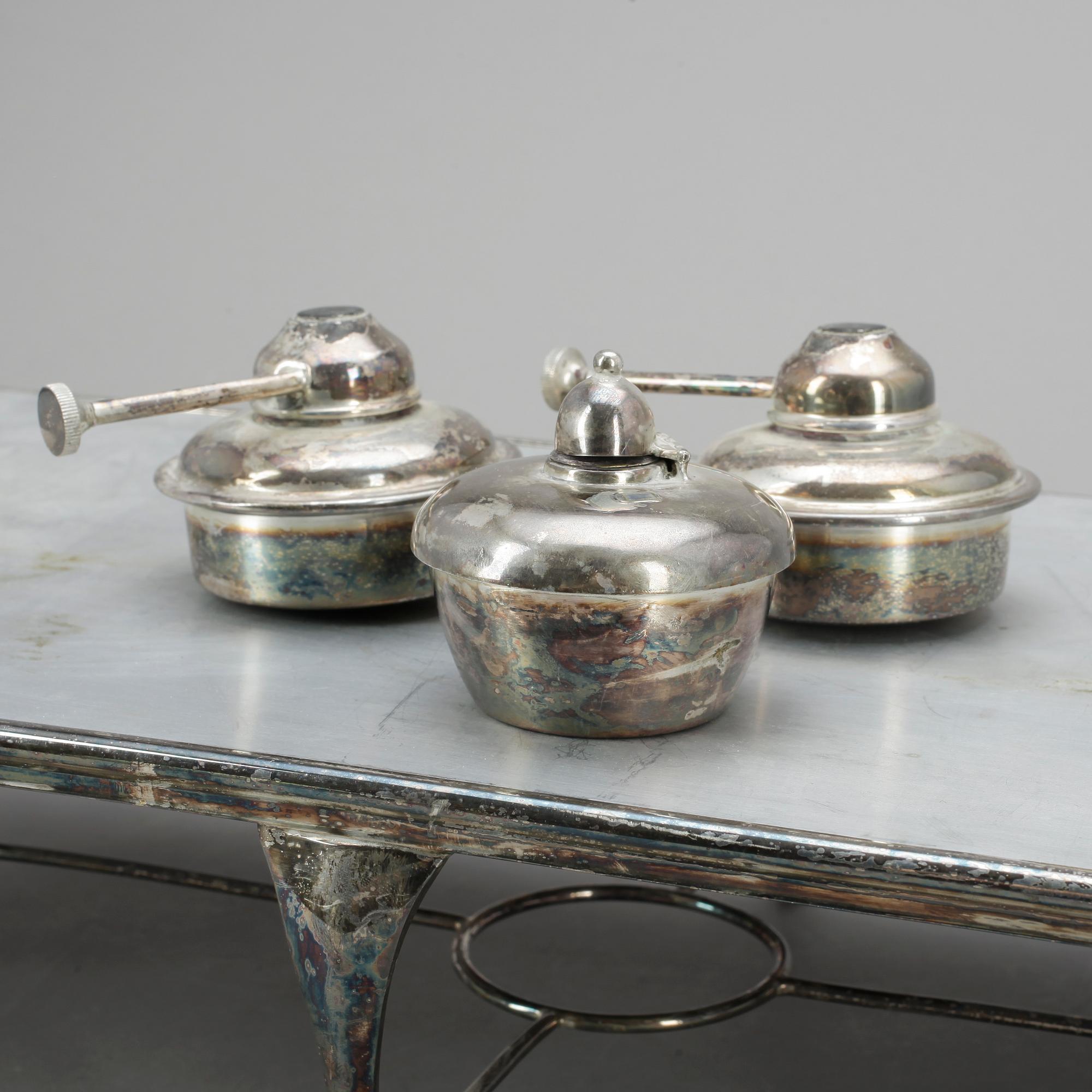 RECHAUD/MATVÄRMARE, nysilver, 1900-talets första hälft.