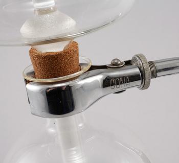 KAFFEBRYGGARE, glas samt metall, Cona, England, 1900-tal.