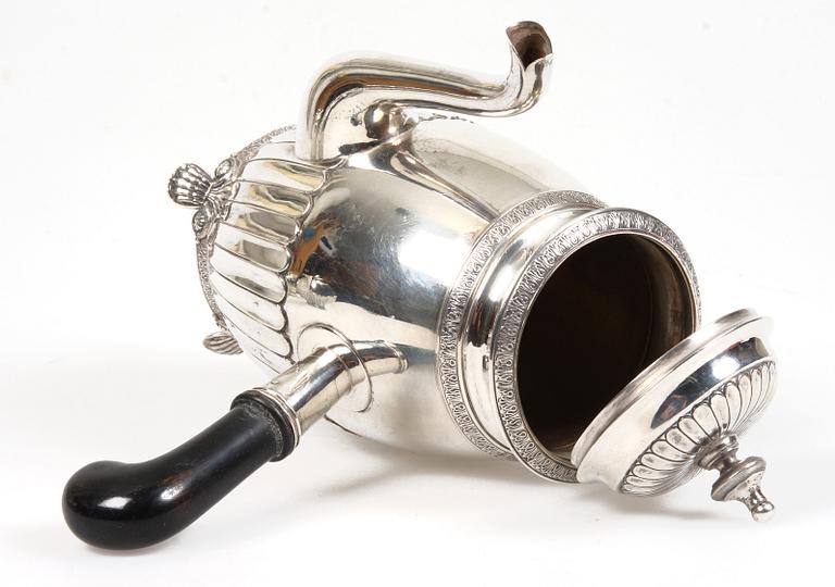 KAFFESERVIS, 3 delar, silver B Erlandsson, Göteborg, 1890-tal, ca 570 g.