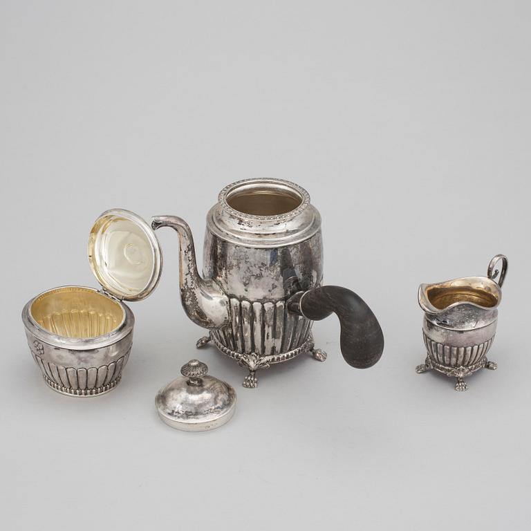 KAFFESERVIS 3 delar, silver, J. Grönroos, Kristianstad 1943. Vikt ca 502 gram.