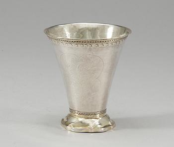 210. A Swedish silver beaker, makers mark by Nils Grubb, Hudiksvall 1777.