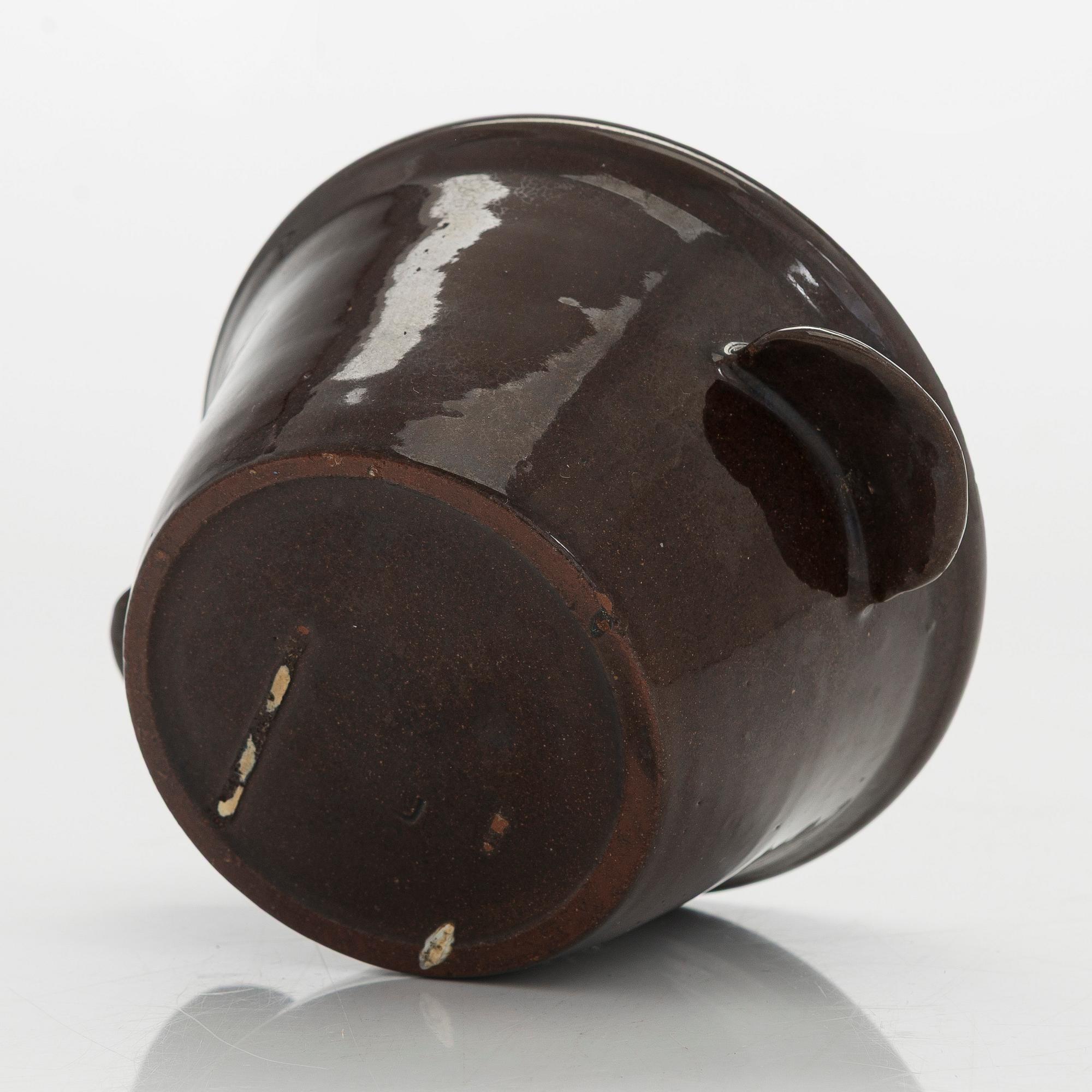 Marita Lybeck, plates, 2 pcs "Koto" and a bowl, red clay, signed ML KERA.