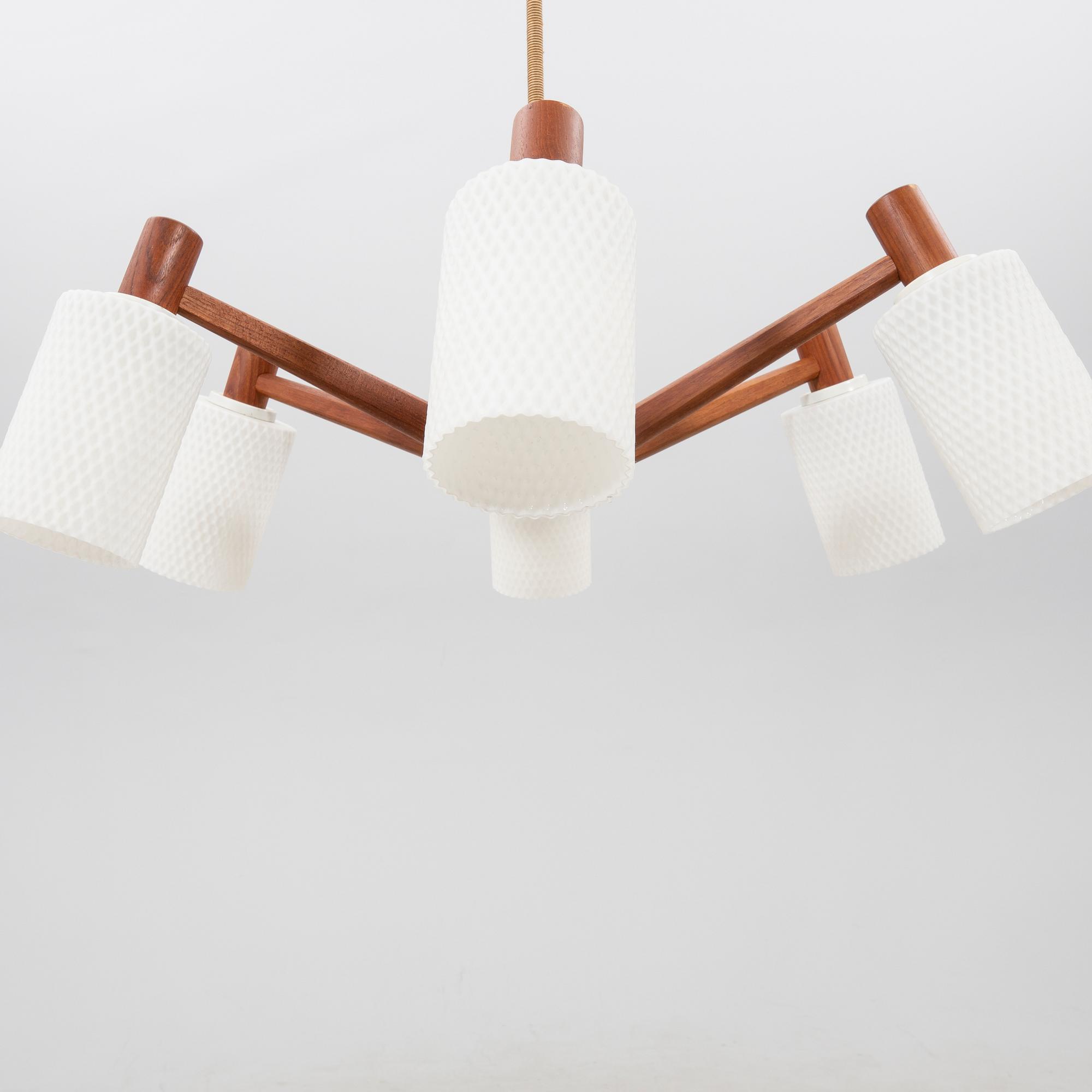 A 1950/60s teak ceiling pendant.