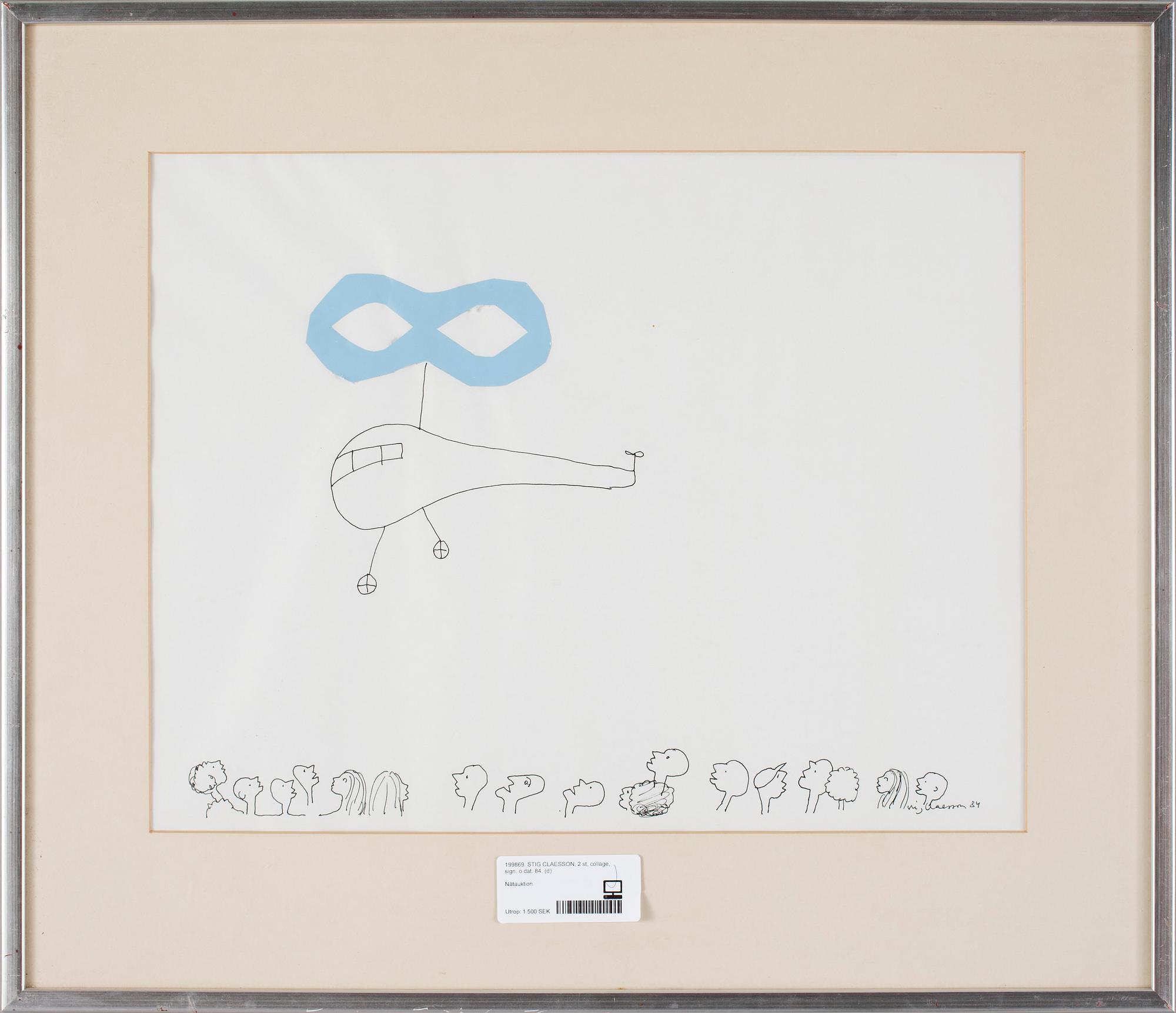 STIG CLAESSON, 2 st, collage, sign. o dat. 84.