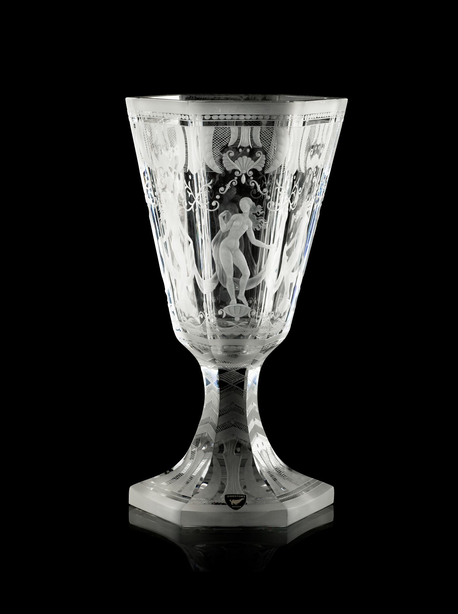 SIMON GATE, pokal, "Sex gracer", Orrefors 1962.