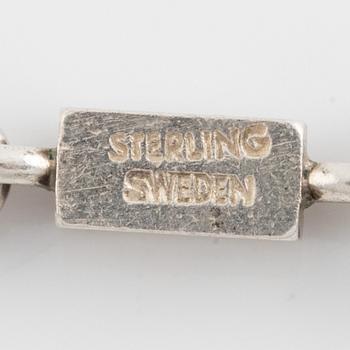 Wiwen Nilsson, stavkedja, silver, halsband och armband, Lund, 1959 och 1965.