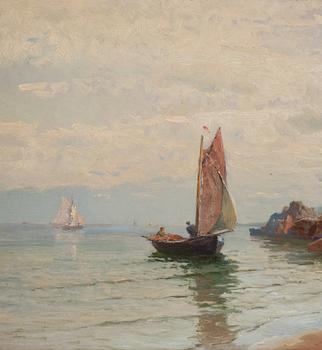 Gustaf Rydberg, Kustlandskap med segelbåt.